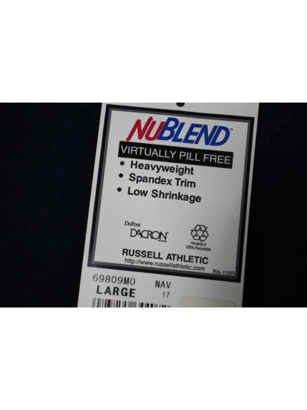Vintage Russell Athletic Mens Large Y2K Navy Fleece Lined Sweatshirt NEW F1414